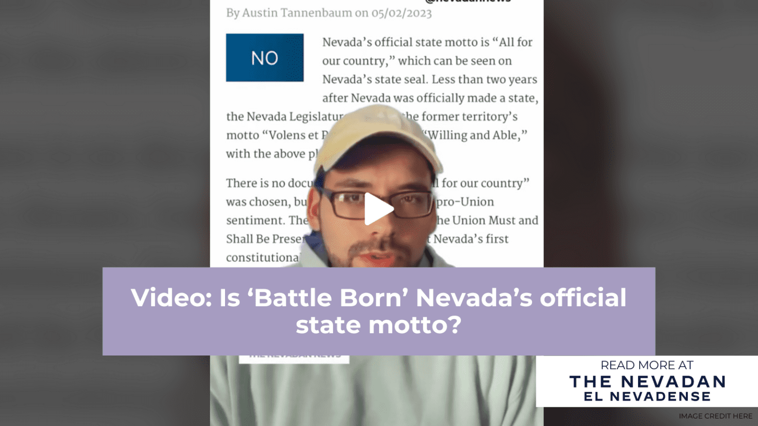 Video Is ‘Battle Born’ Nevada’s official state motto?