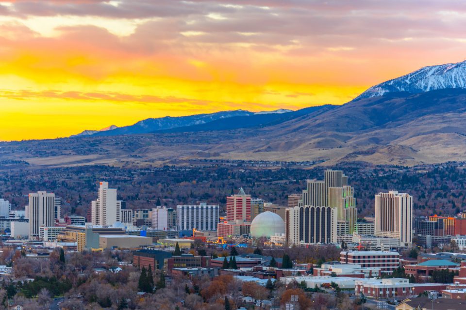 A sunrise over Reno