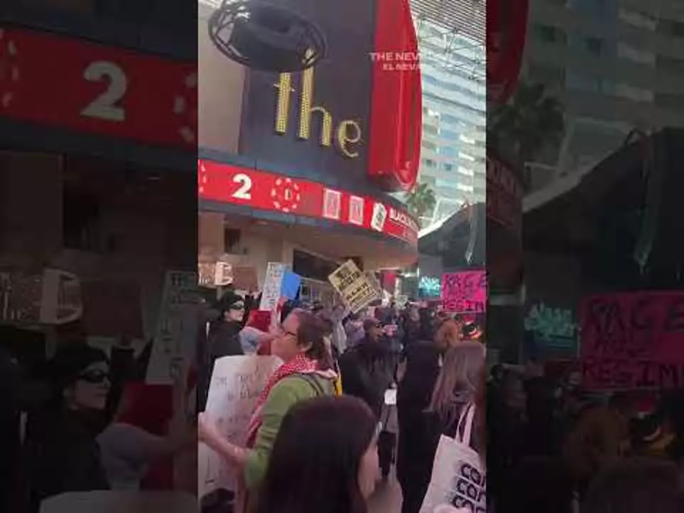 Hundreds rallied in downtown Las Vegas Sunday to protest ICE and stand with Minneapolis.