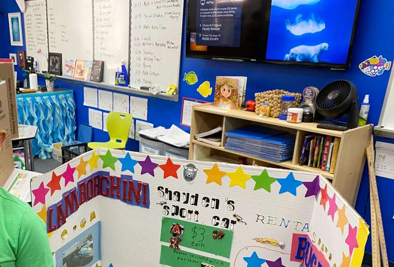 View of classroom materials.