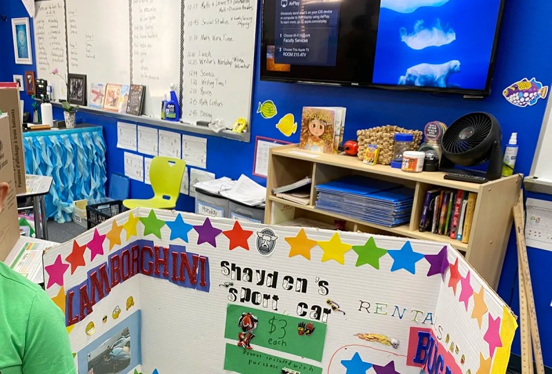 View of classroom materials.