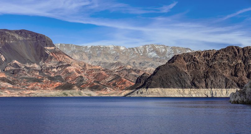 Lake Mead, Nevada  looking toward Fortification Hill in Arizona. Lake Mead is one of Nevada's best fishing spots