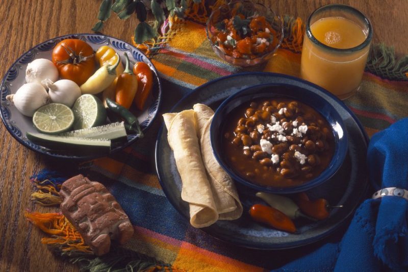 A spread of foods in a Hispanic grocery store.