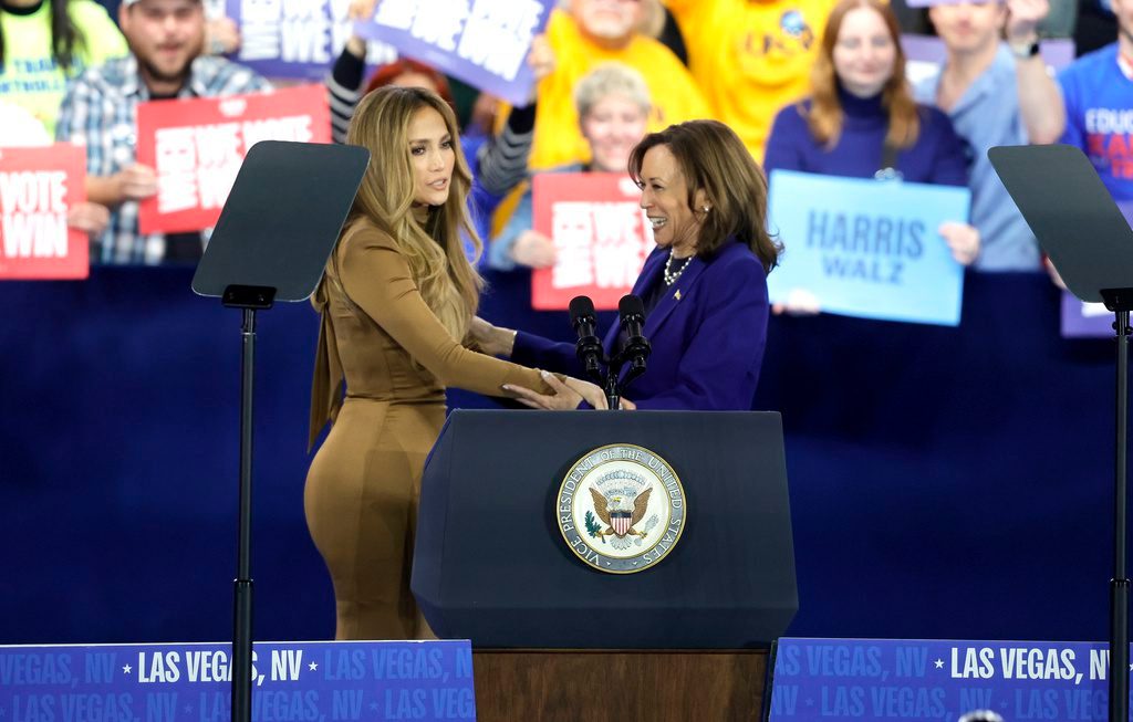 JLo and Maná urge Las Vegas Latinos to support Kamala Harris