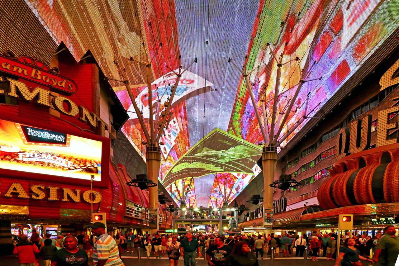 The bright and colorful Fremont Street Experience 