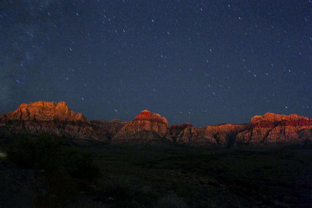Red Rock Canyon Conservation Area underneath the starry night sky 