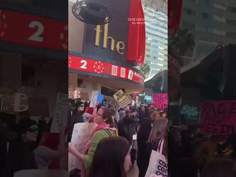 Hundreds rallied in downtown Las Vegas Sunday to protest ICE and stand with Minneapolis.