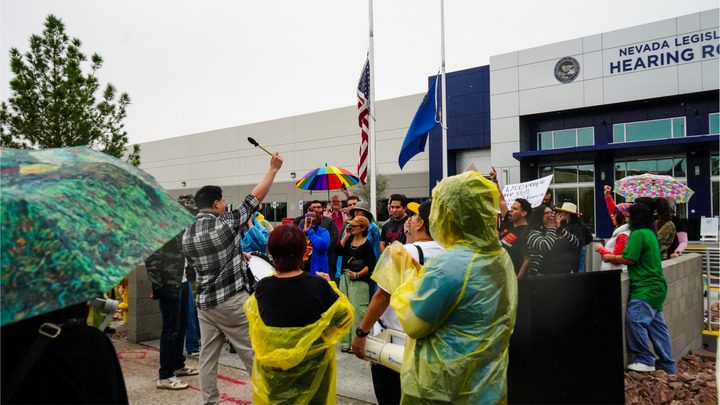 A photo supplied by the Nevada Immigrant Coalition of its civil rights rally outside the Nevada legislative building in Las Vegas on November 15, 2025.