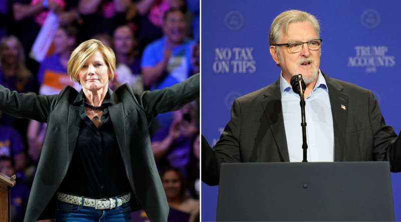 Rep. Susie Lee (D) and Republican candidate Marty O'Donnell will compete this November for Nevada's most competitive district. (AP Photo/John Locher)