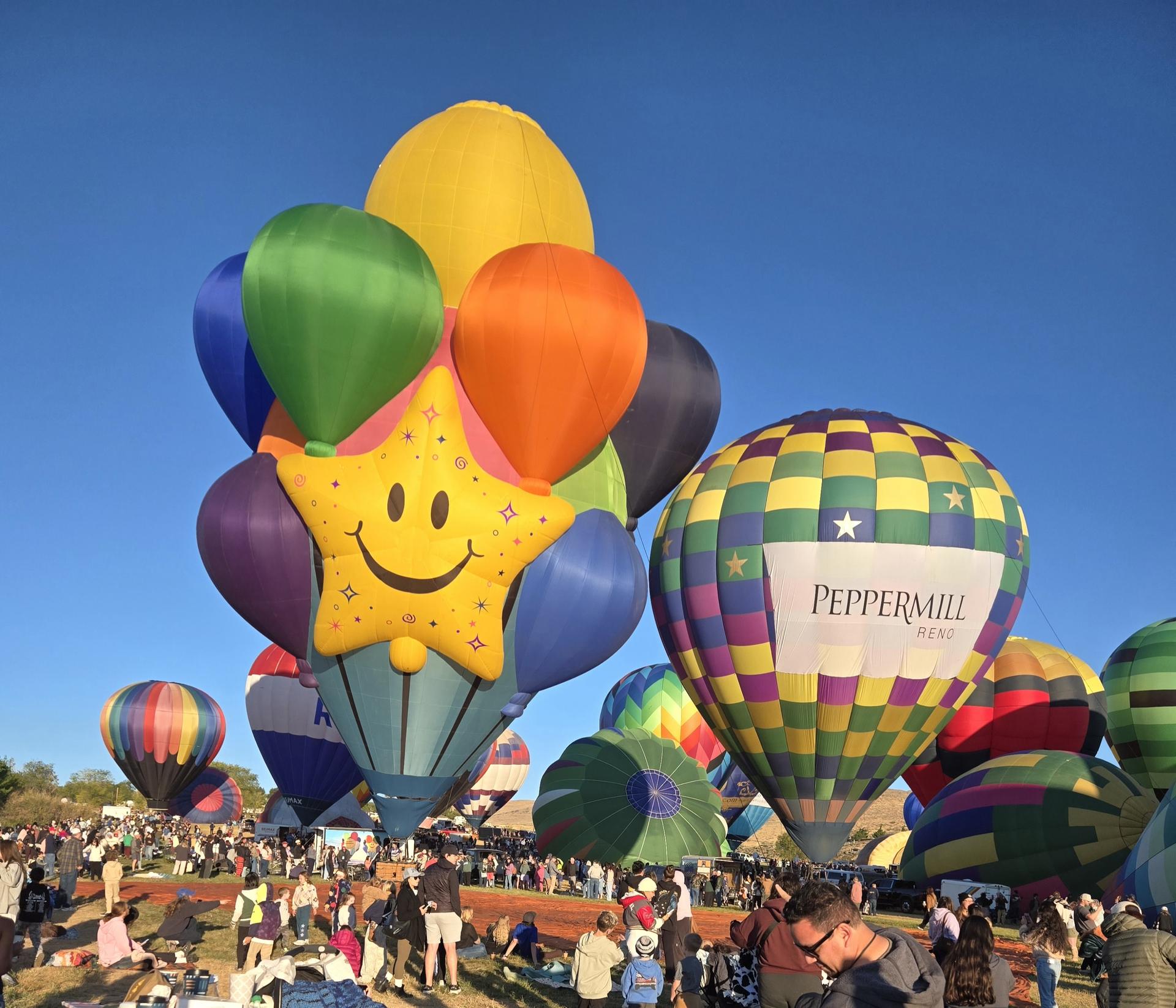 colorful hot air balloons inflating 